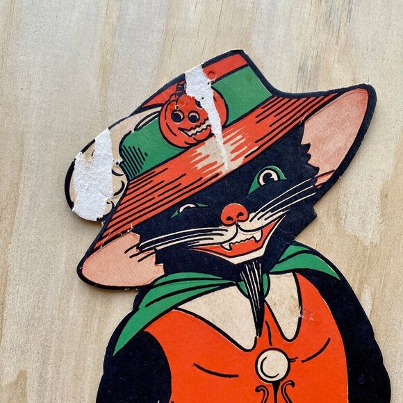 Vintage Halloween Wall Decor Pirate Cat Puss in Boots U.S.A l Beistle Diecut - Picture 2 of 3